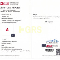 3.11 Ct. Padparadscha Sapphire from Madagascar Scan Report