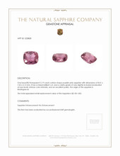 2.19 Ct. Purplish Pink Sapphire from Madagascar Appraisal
