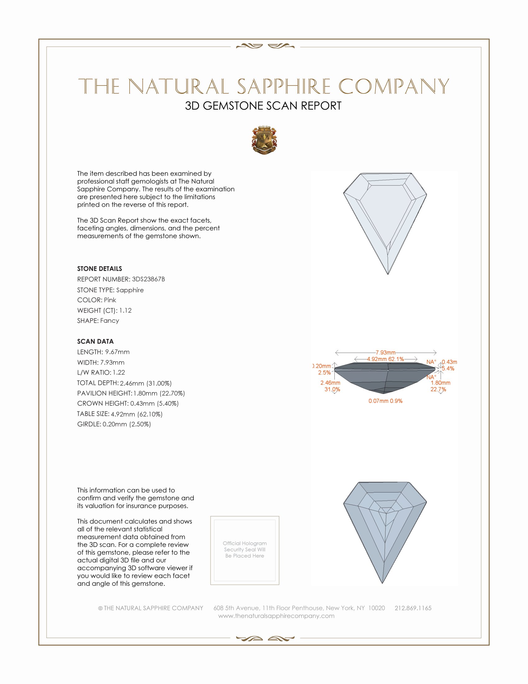 1.12 Ct. Pink Sapphire from Ceylon (Sri Lanka)