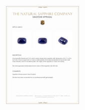 2.53 Ct. Blue Cabochon Sapphire from Ceylon (Sri Lanka) Appraisal