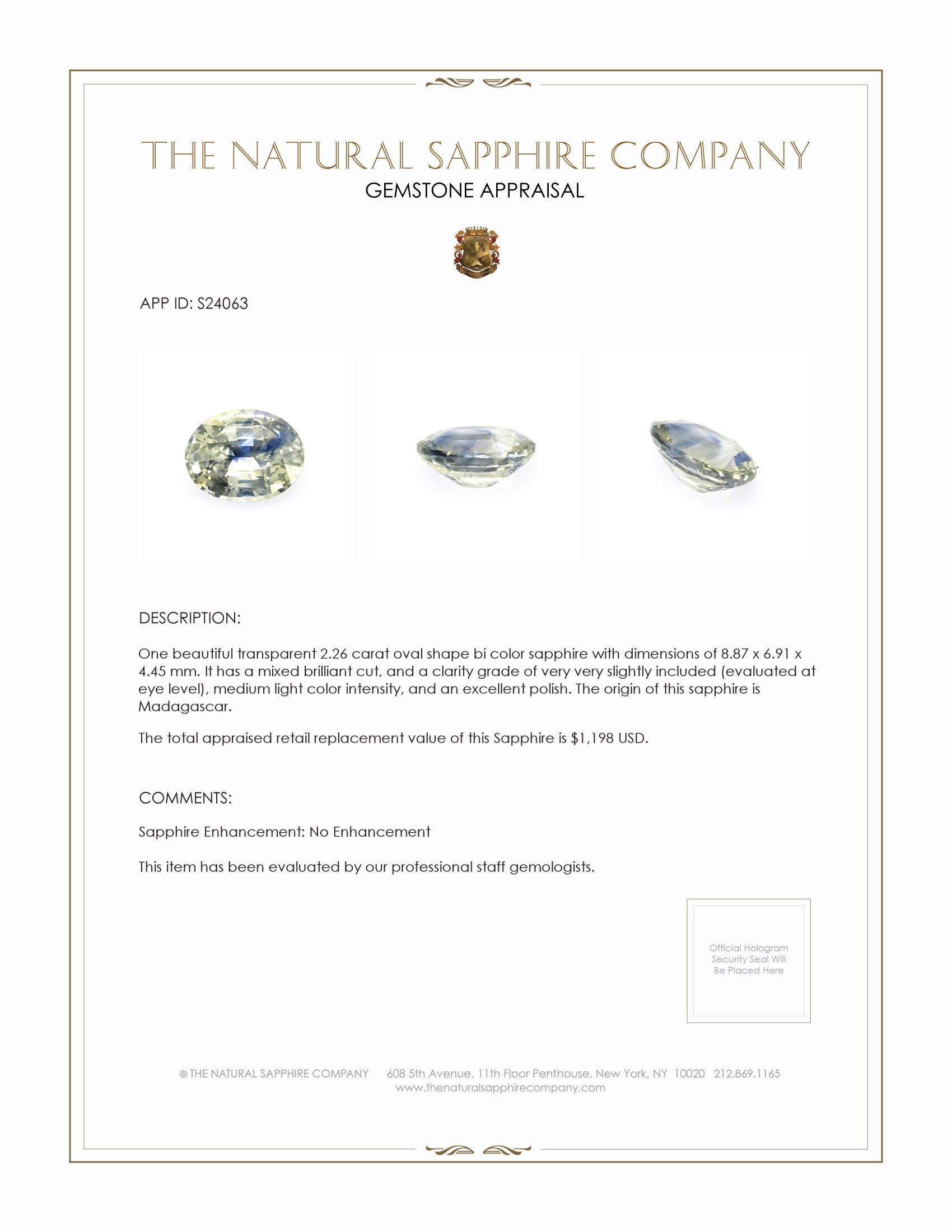 2.26 Ct. Bi Color Sapphire from Madagascar