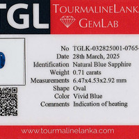 0.73 Ct. Blue Sapphire from Ceylon (Sri Lanka) Scan Report
