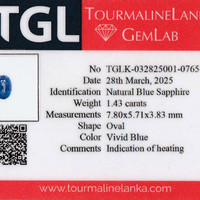 1.41 Ct. Sapphire from Ceylon (Sri Lanka) Scan Report