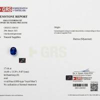 17.68 Ct. Blue Sapphire from Burma (Myanmar) Scan Report