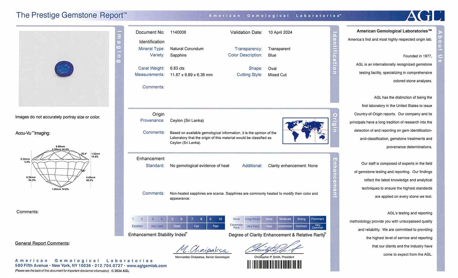 6.83 Ct. Blue Sapphire from Ceylon (Sri Lanka)