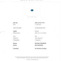2.11 Ct. Blue Sapphire from Ceylon (Sri Lanka) Scan Report