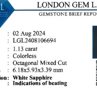 1.13 Ct. White Sapphire from Ceylon (Sri Lanka) Scan Report