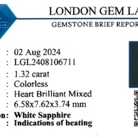 1.32 Ct. White Sapphire from Ceylon (Sri Lanka) Scan Report