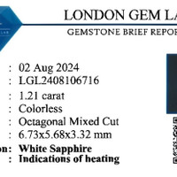1.21 Ct. White Sapphire from Ceylon (Sri Lanka) Scan Report