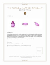 2.57 Ct. Purplish Pink Sapphire from Ceylon (Sri Lanka) Appraisal