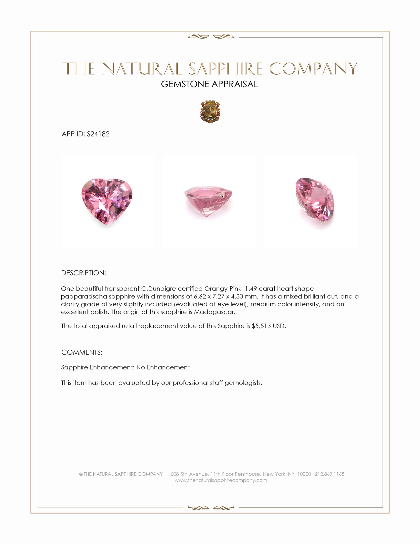 1.49 Ct. Padparadscha Sapphire from Madagascar