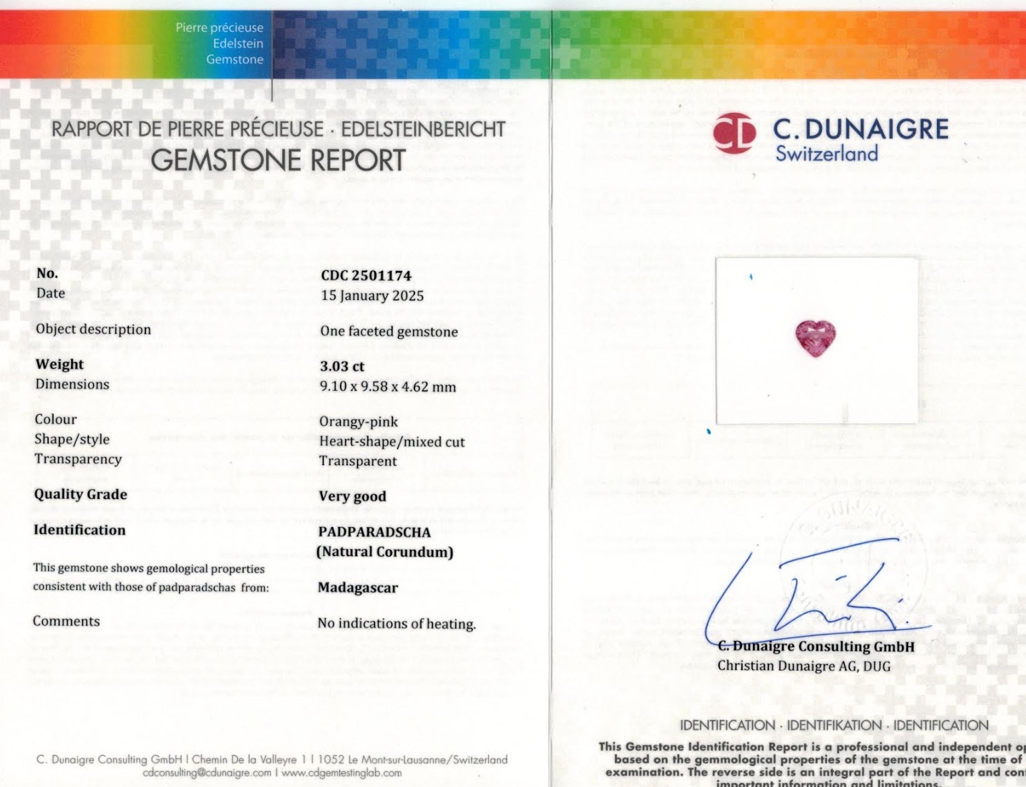 3.03 Ct. Padparadscha Sapphire from Madagascar