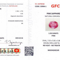 1.50 Ct. Pink Sapphire from Madagascar Scan Report