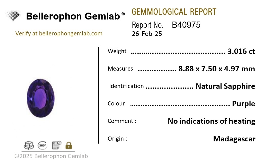 3.01 Ct. Purple Sapphire from Madagascar