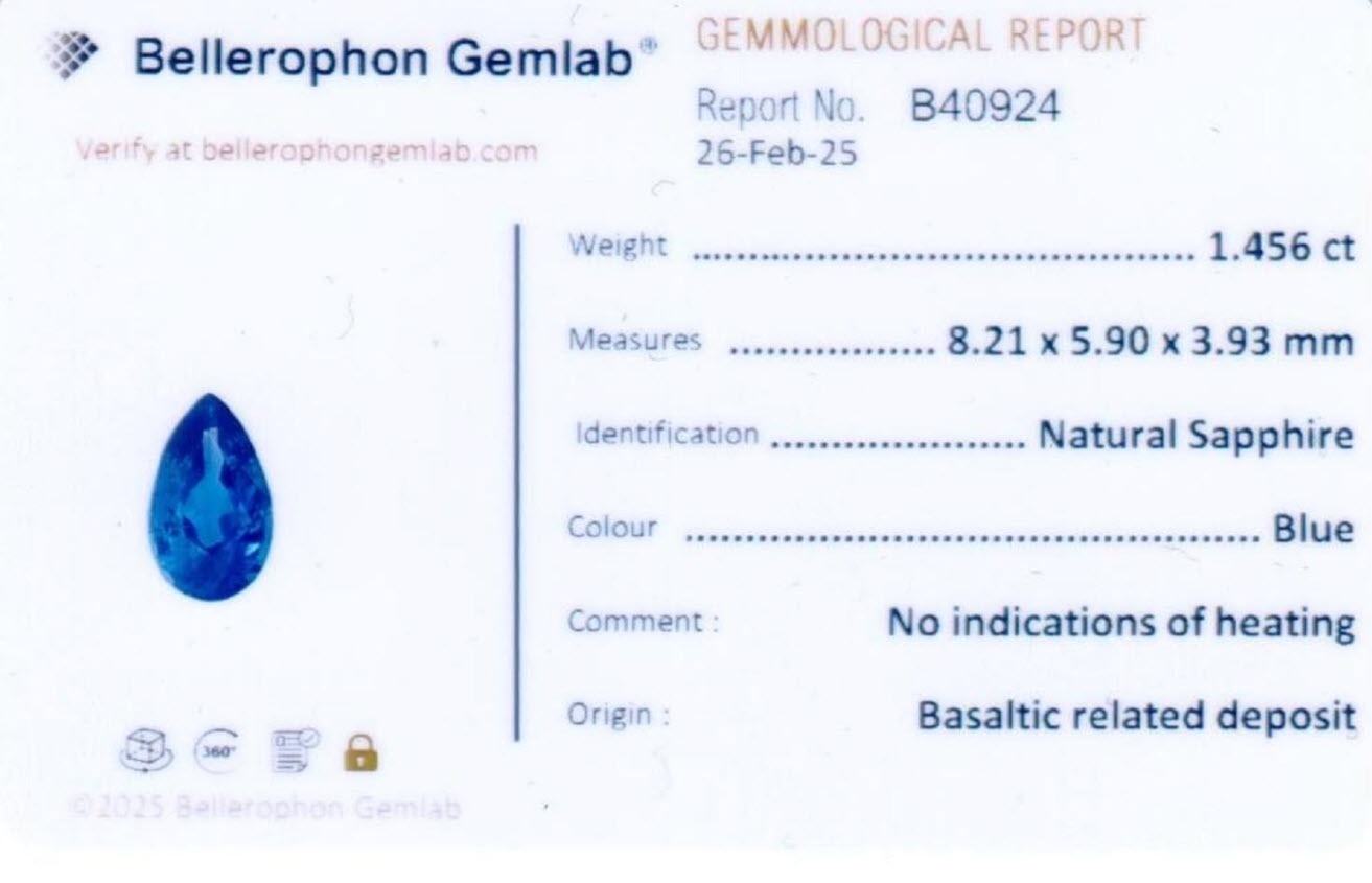 1.45 Ct. Blue Sapphire from Ceylon (Sri Lanka)