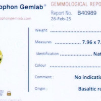 2.13 Ct. Greenish Yellow Sapphire from Ceylon (Sri Lanka) Scan Report