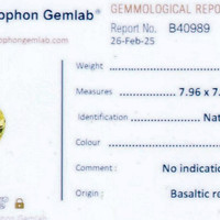 2.13 Ct. Greenish Yellow Sapphire from Ceylon (Sri Lanka) Scan Report