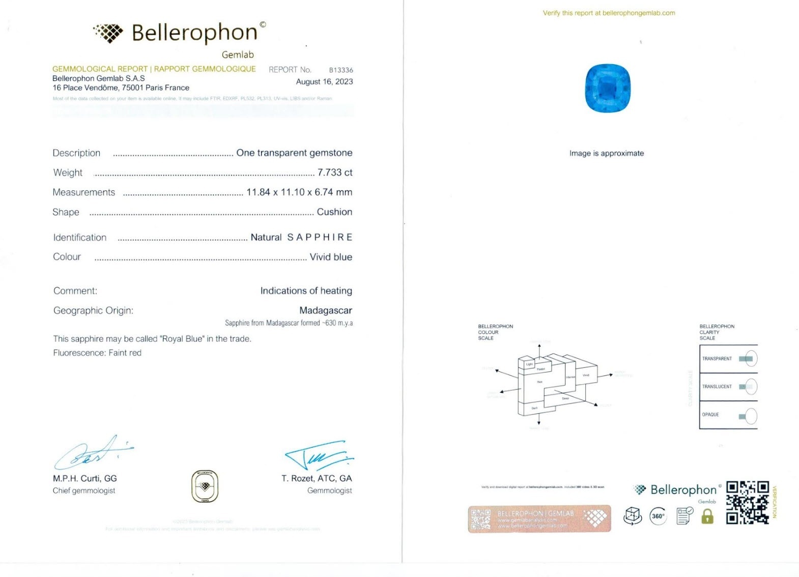 7.73 Ct. Blue Sapphire from Madagascar