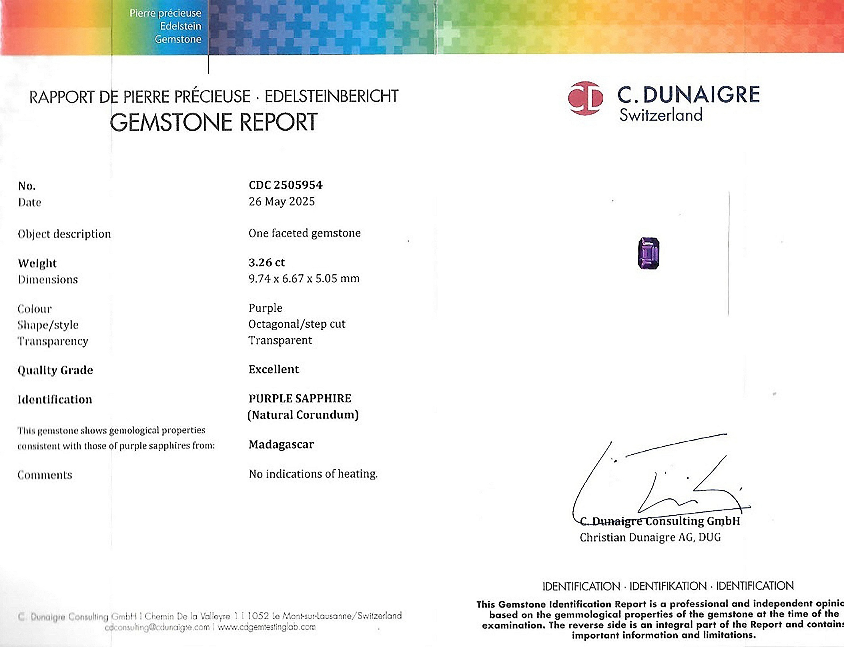 3.26 Ct. Pinkish Purple Sapphire from Madagascar