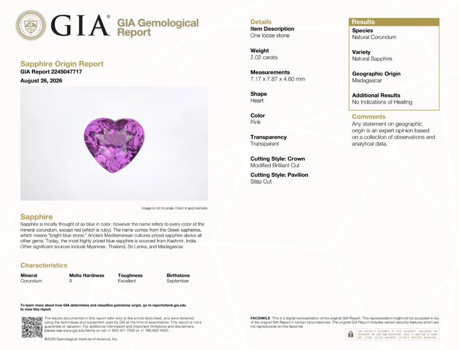 2.02 Ct. Purplish Pink Sapphire from Madagascar