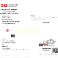 3.07 Ct. Padparadscha Sapphire from Madagascar Scan Report