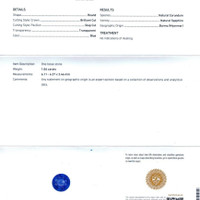 1.06 Ct. Blue Sapphire from Burma (Myanmar) Scan Report