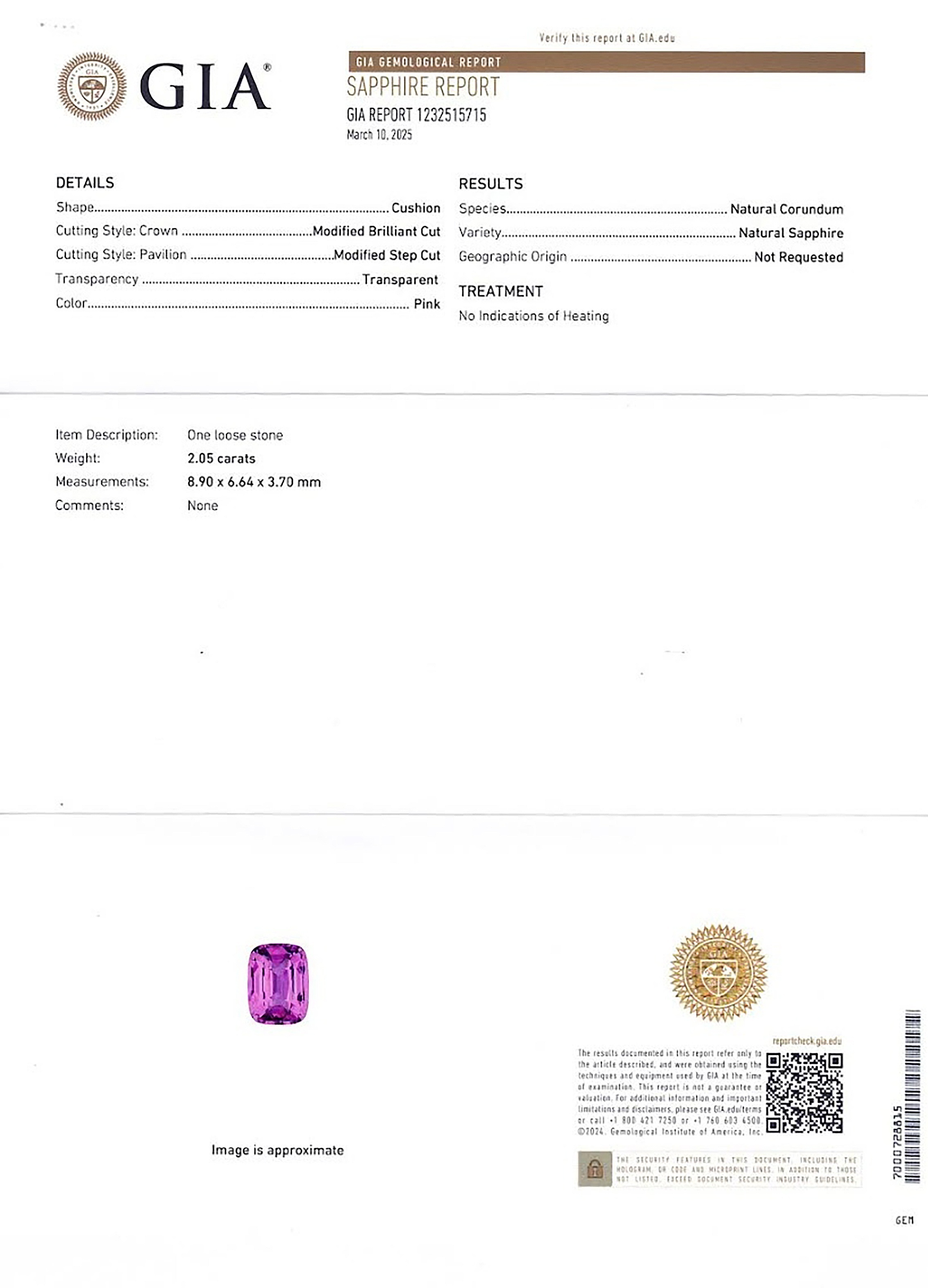 2.05 Ct. Pink Sapphire from Ceylon (Sri Lanka)