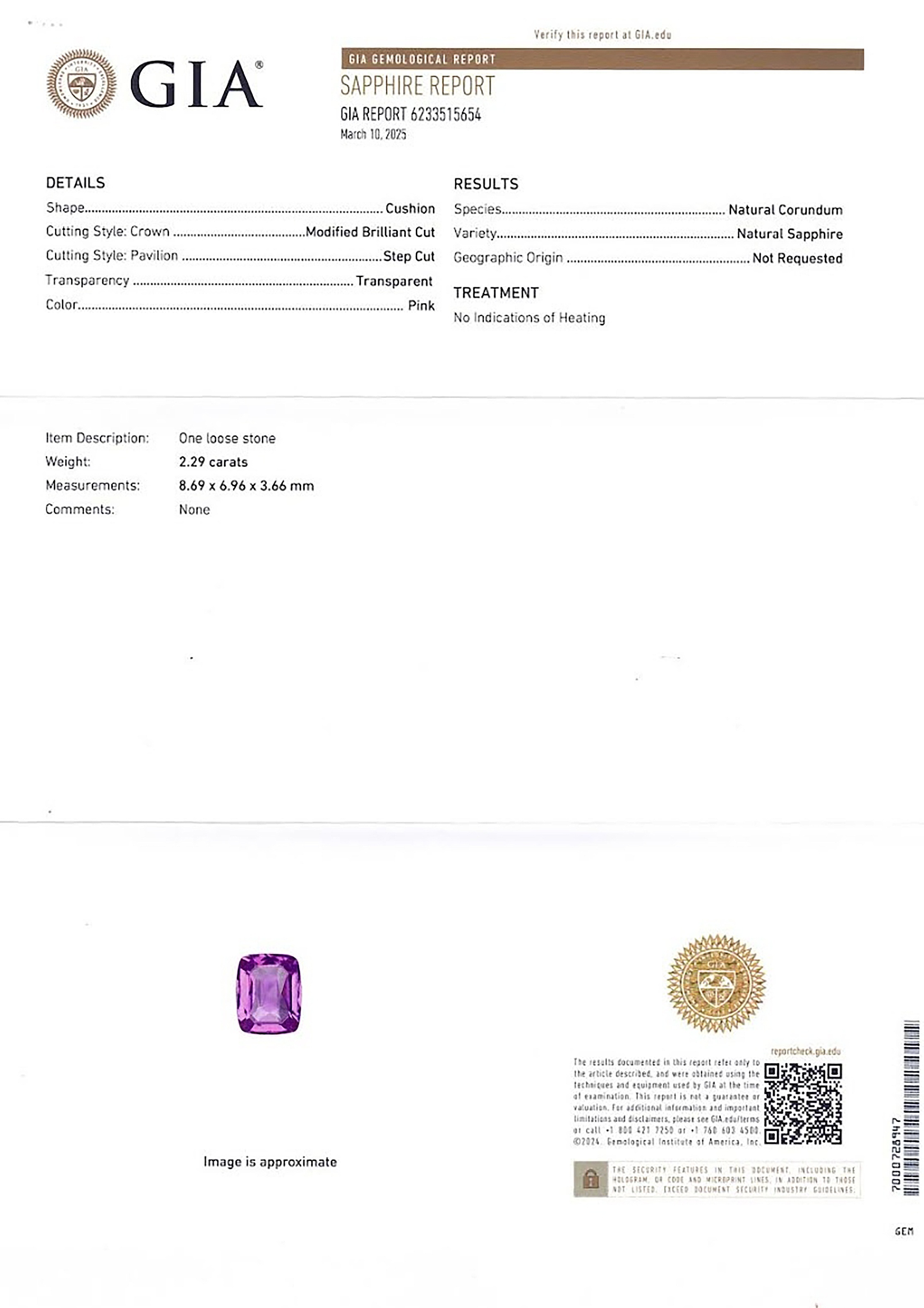 2.29 Ct. Pink Sapphire from Ceylon (Sri Lanka)