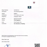 2.22 Ct. Purplish Pink Sapphire from Ceylon (Sri Lanka) Scan Report
