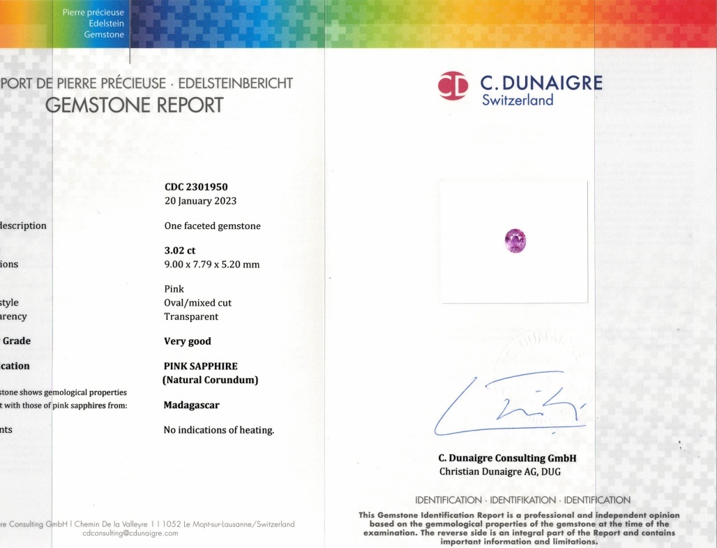 3.02 Ct. Pink Sapphire from Madagascar