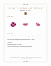 1.26 Ct. Pink Sapphire from Ceylon (Sri Lanka) Appraisal