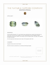 1.02 Ct. Yellowish Green Sapphire from Ceylon (Sri Lanka) Appraisal