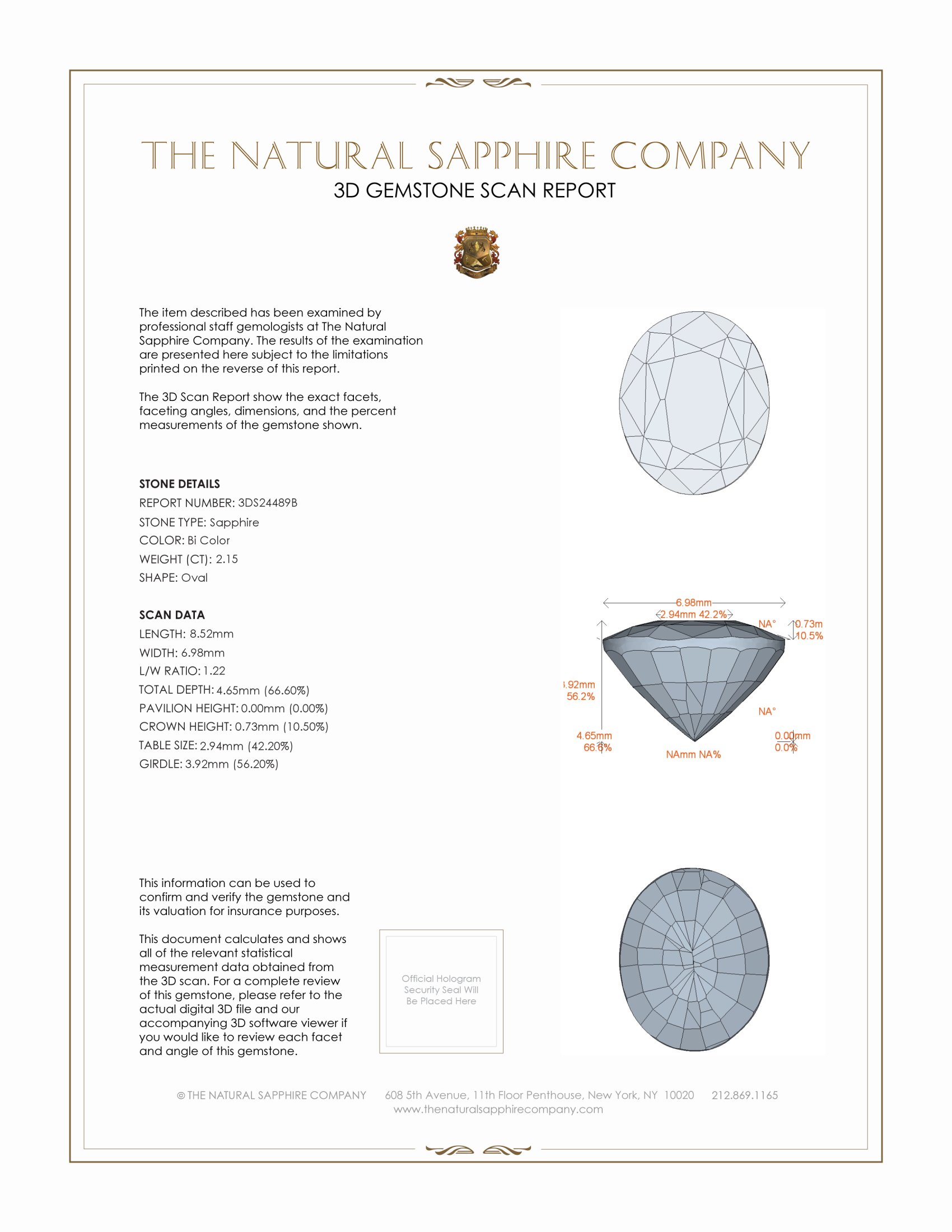 2.15 Ct. Bi Color Sapphire from Ceylon (Sri Lanka)