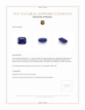 1.19 Ct. Purplish Blue Sapphire from Ceylon (Sri Lanka) Appraisal