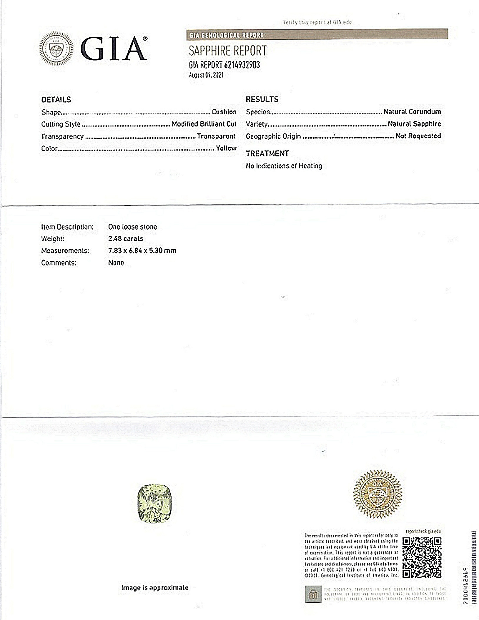 2.48 Ct. Yellow Sapphire from Ceylon (Sri Lanka)