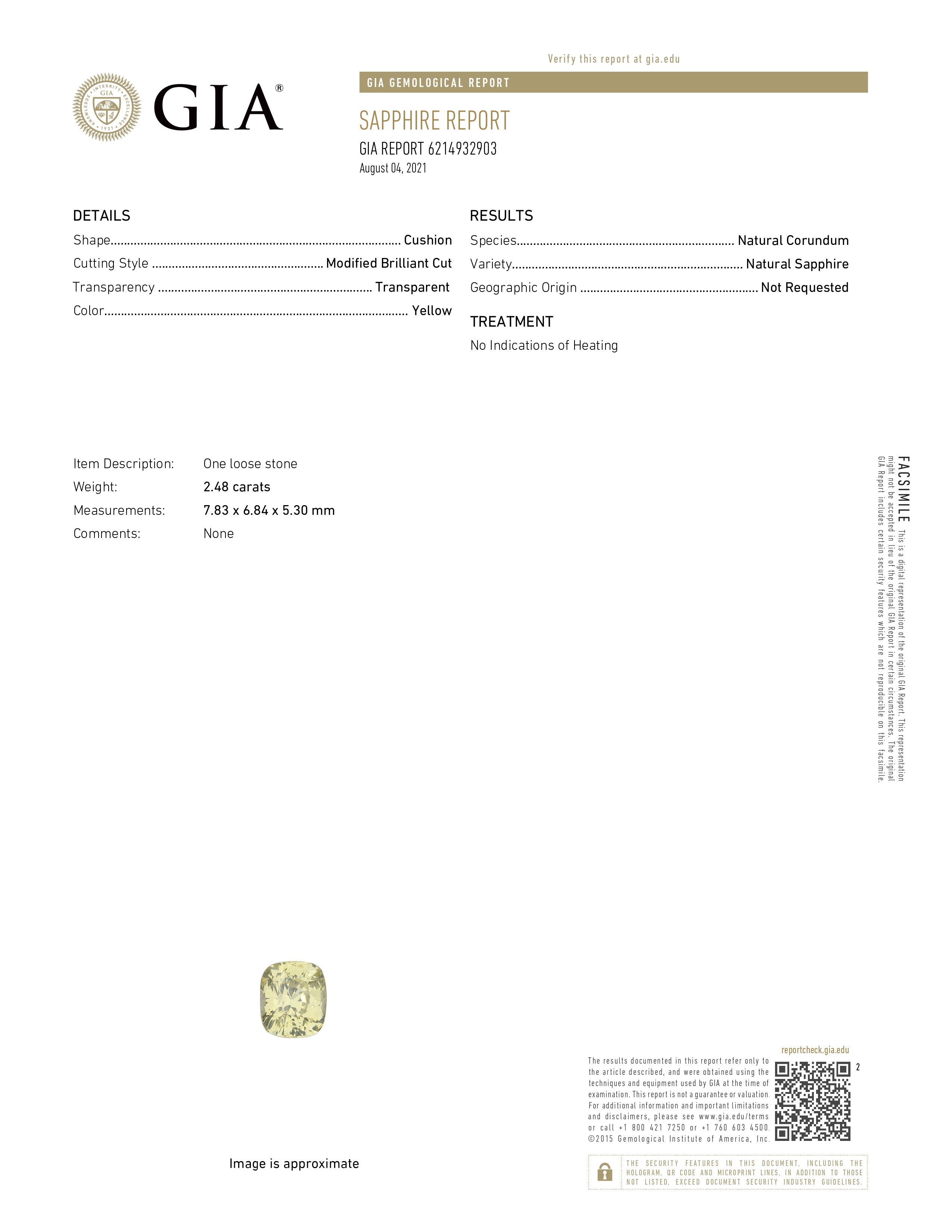 2.48 Ct. Yellow Sapphire from Ceylon (Sri Lanka)