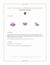 1.02 Ct. Purplish Pink Sapphire from Ceylon (Sri Lanka) Appraisal