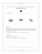 1.02 Ct. Purplish Pink Sapphire from Ceylon (Sri Lanka) Appraisal