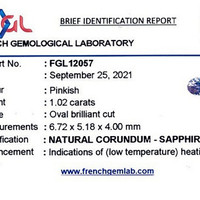 1.02 Ct. Purplish Pink Sapphire from Ceylon (Sri Lanka) Scan Report