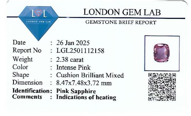 2.38 Ct. Pink Sapphire from Ceylon (Sri Lanka)
