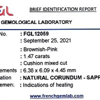 1.47 Ct. Pinkish Brown Sapphire from Madagascar Scan Report
