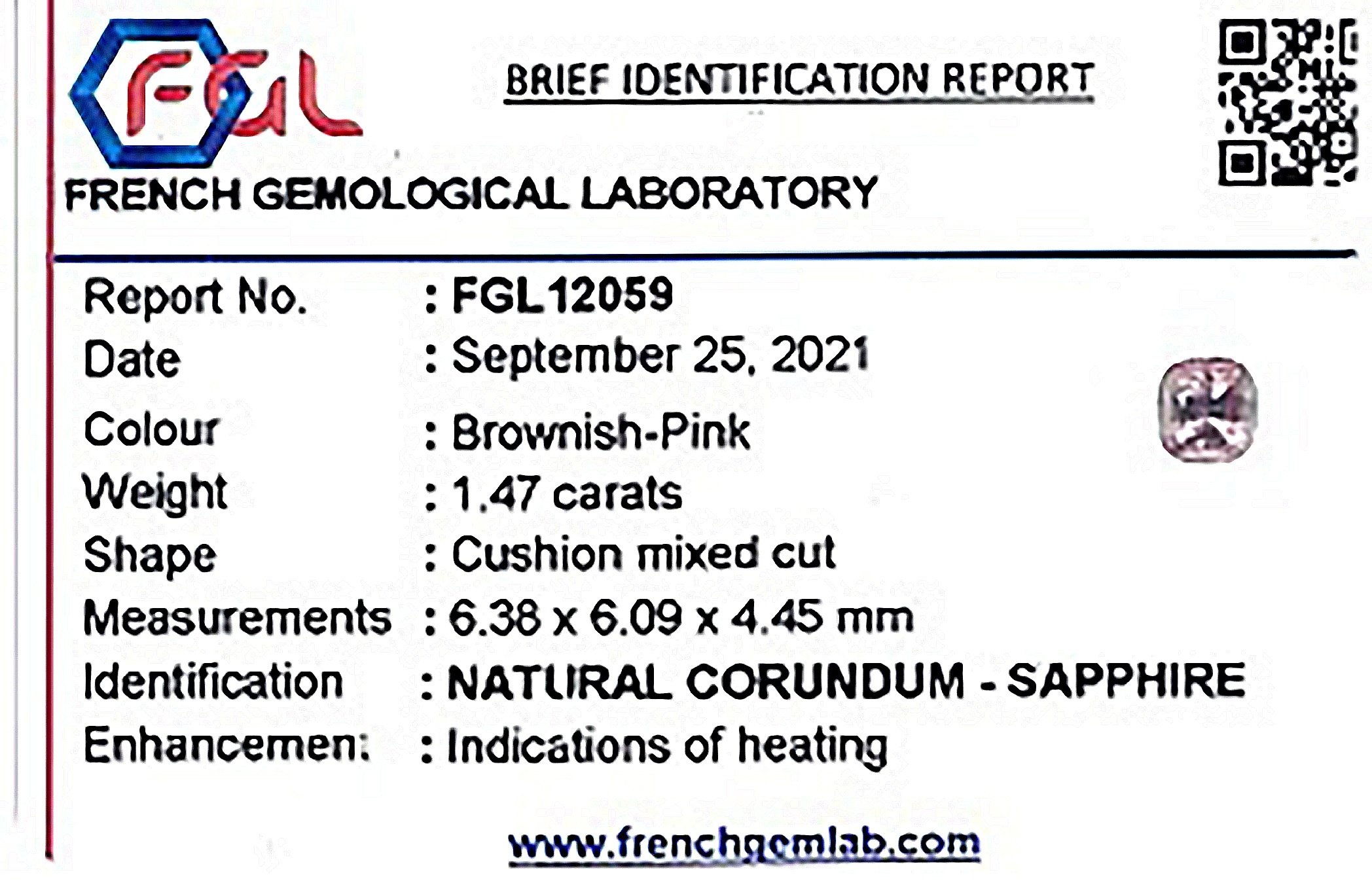 1.47 Ct. Pinkish Brown Sapphire from Madagascar