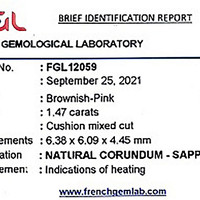 1.47 Ct. Pinkish Brown Sapphire from Madagascar Scan Report