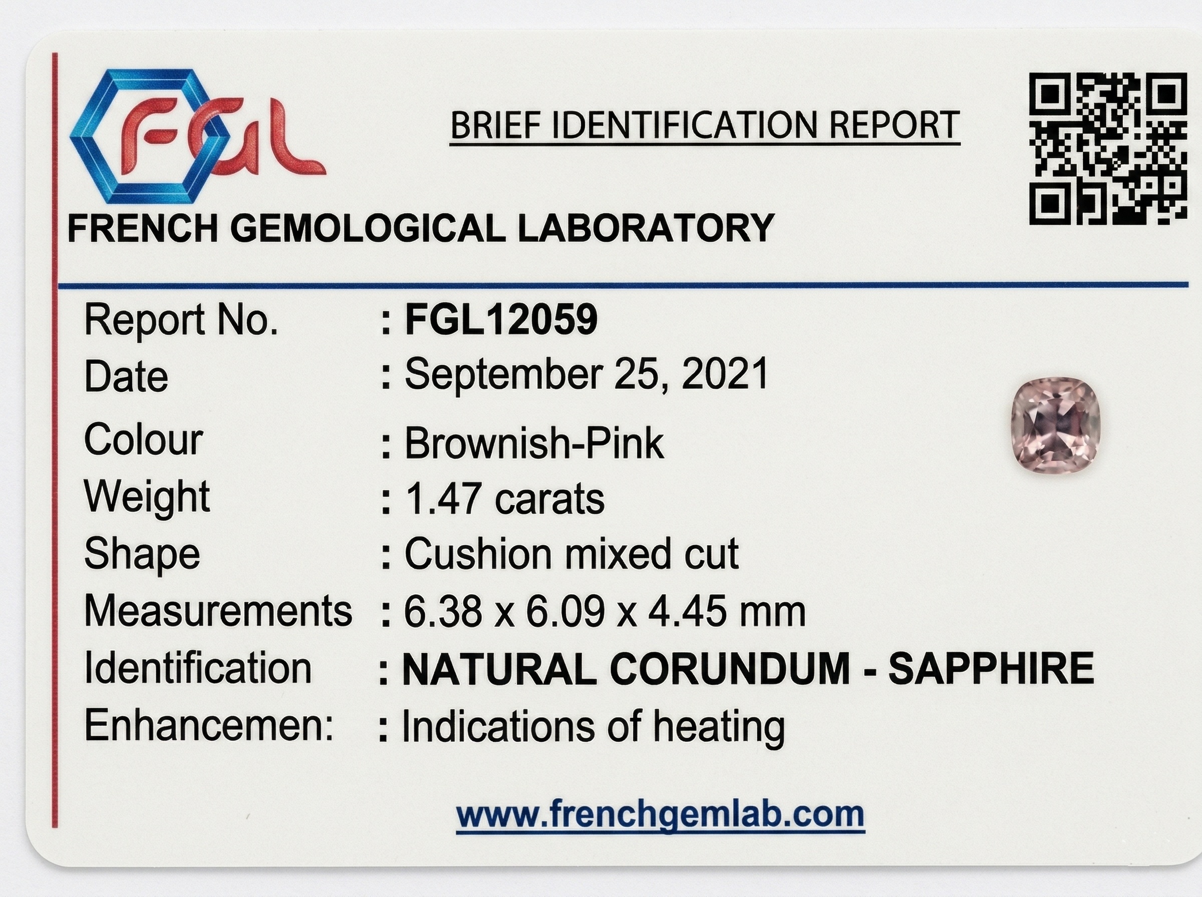 1.47 Ct. Pinkish Brown Sapphire from Madagascar