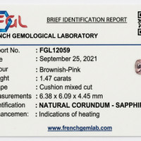 1.47 Ct. Pinkish Brown Sapphire from Madagascar Scan Report