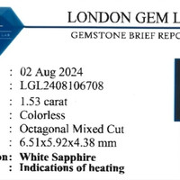 1.53 Ct. White Sapphire from Ceylon (Sri Lanka) Scan Report