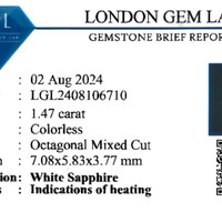 1.47 Ct. White Sapphire from Ceylon (Sri Lanka) Scan Report