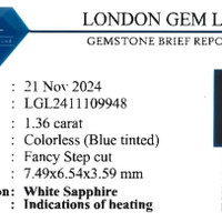 1.36 Ct. White Sapphire from Ceylon (Sri Lanka) Scan Report