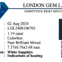 1.35 Ct. White Sapphire from Ceylon (Sri Lanka) Scan Report