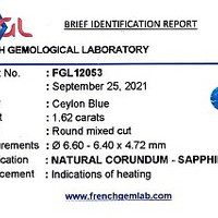 1.62 Ct. Blue Sapphire from Ceylon (Sri Lanka) Scan Report